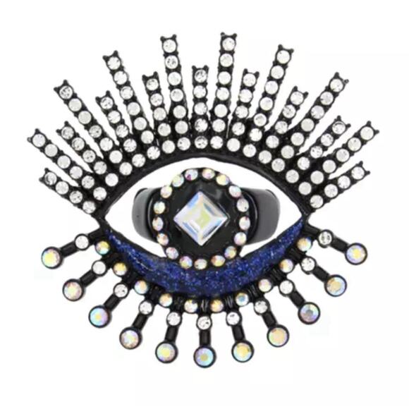 Betsey Johnson Shine Bright Faux Stone Evil Eye Cocktail Ring - Picture 1 of 3